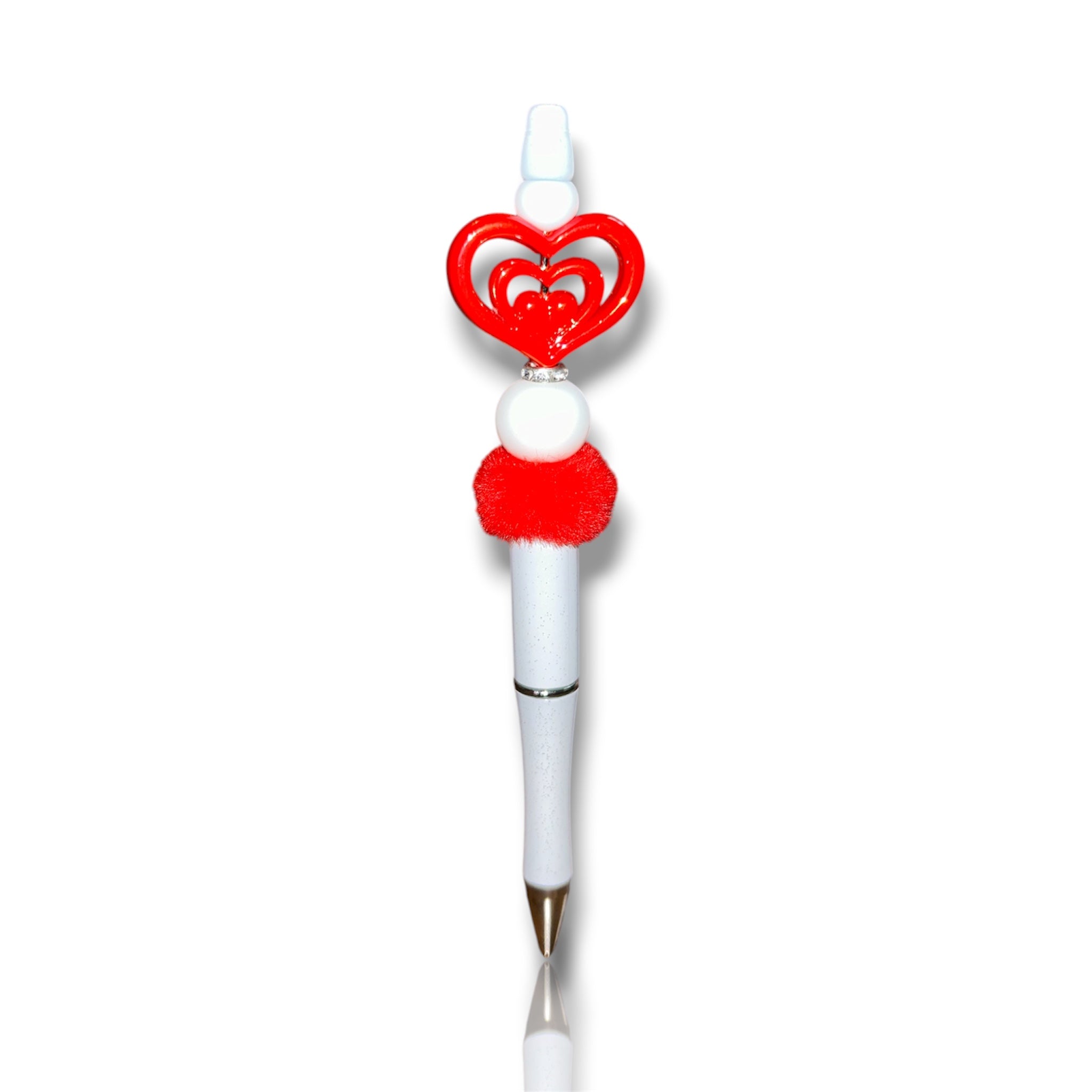 Red & Wht Puff Heart
